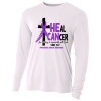 Christian Cross Pancreatic Cancer Awareness Purple Ribbon Cooling Performance Long Sleeve Crew