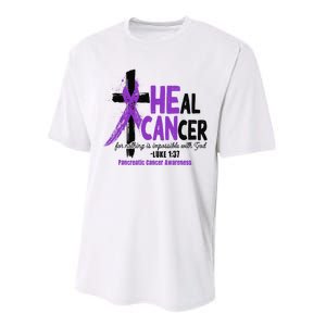 Christian Cross Pancreatic Cancer Awareness Purple Ribbon Performance Sprint T-Shirt