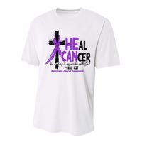 Christian Cross Pancreatic Cancer Awareness Purple Ribbon Performance Sprint T-Shirt