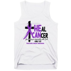 Christian Cross Pancreatic Cancer Awareness Purple Ribbon Tank Top