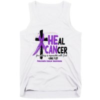 Christian Cross Pancreatic Cancer Awareness Purple Ribbon Tank Top