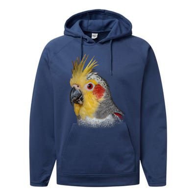 Captivating Cockatiel Portrait Performance Fleece Hoodie