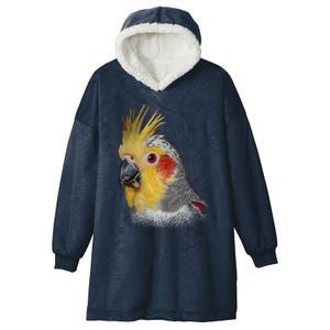 Captivating Cockatiel Portrait Hooded Wearable Blanket