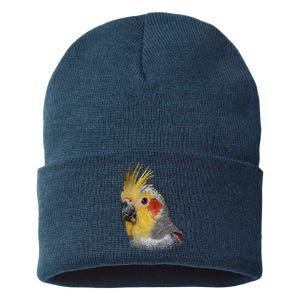 Captivating Cockatiel Portrait Sustainable Knit Beanie