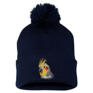 Captivating Cockatiel Portrait Pom Pom 12in Knit Beanie