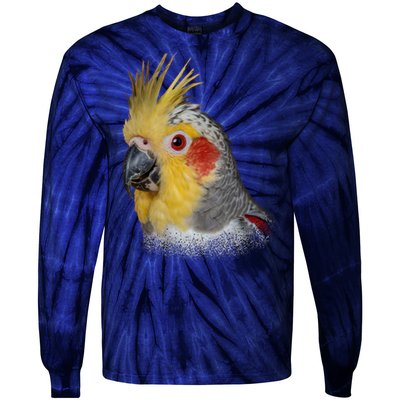 Captivating Cockatiel Portrait Tie-Dye Long Sleeve Shirt