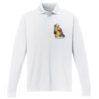 Captivating Cockatiel Portrait Performance Long Sleeve Polo