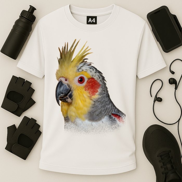 Captivating Cockatiel Portrait Performance Shirt