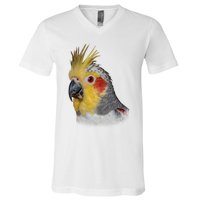 Captivating Cockatiel Portrait V-Neck T-Shirt