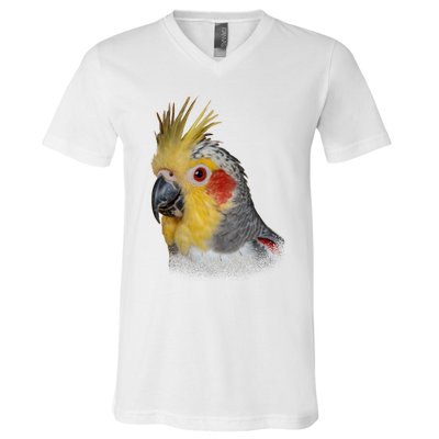 Captivating Cockatiel Portrait V-Neck T-Shirt