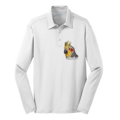 Captivating Cockatiel Portrait Silk Touch Performance Long Sleeve Polo