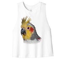 Captivating Cockatiel Portrait Women's Racerback Cropped Tank