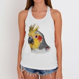 Captivating Cockatiel Portrait Women's Knotted Racerback Tank