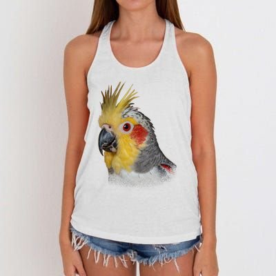 Captivating Cockatiel Portrait Women's Knotted Racerback Tank