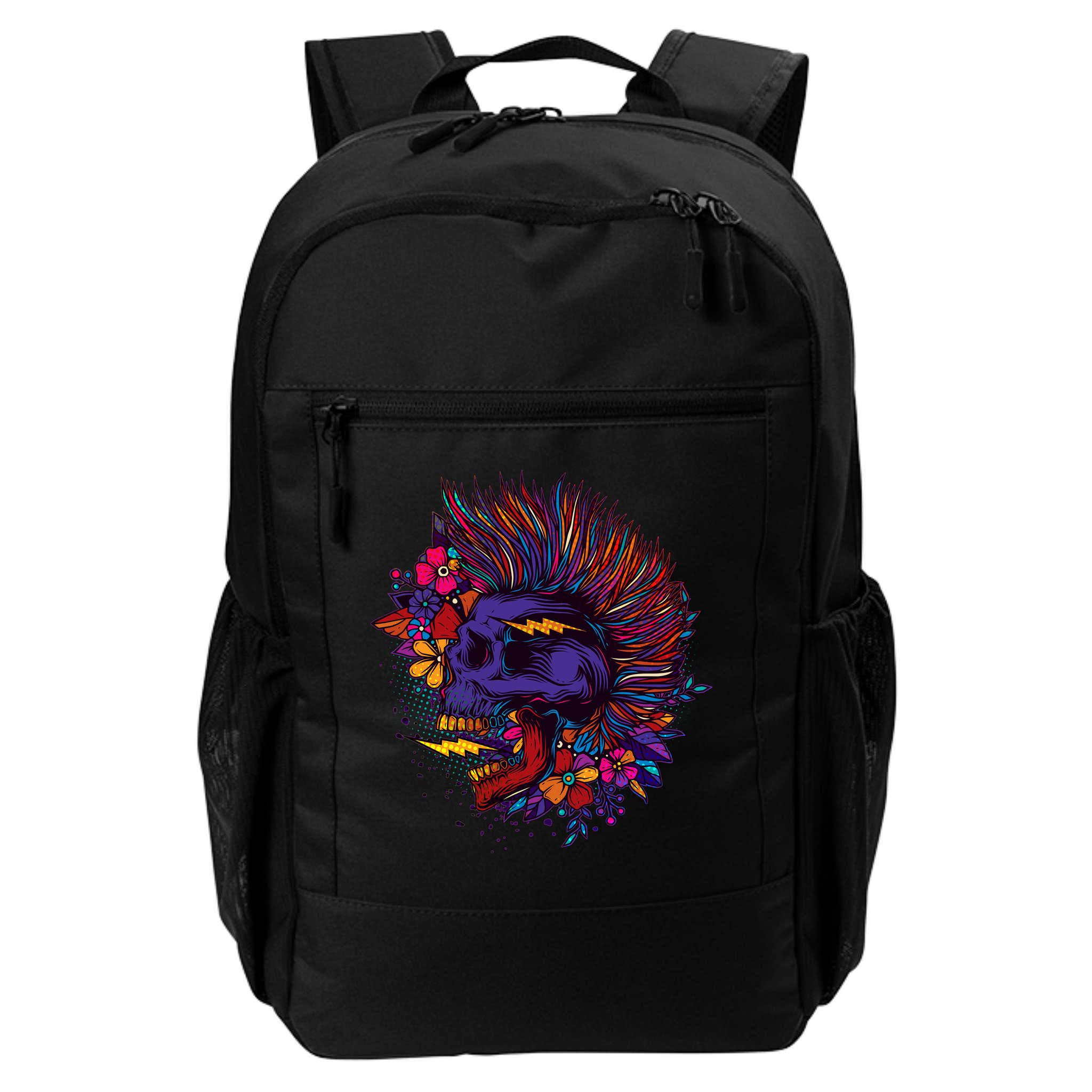 Cool Colorful Punk Mohawk Skull Backpack