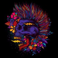 Cool Colorful Punk Mohawk Skull Backpack