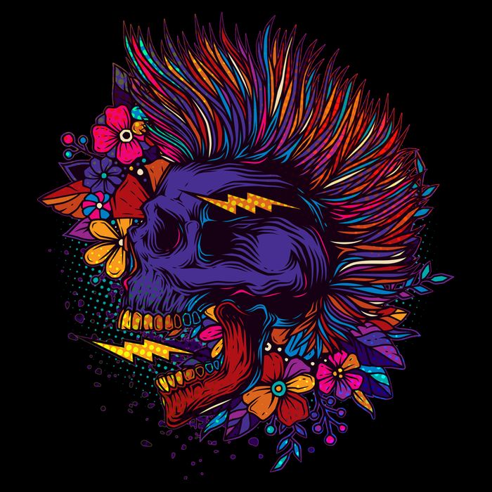 Cool Colorful Punk Mohawk Skull Backpack