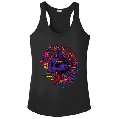 Cool Colorful Punk Mohawk Skull Ladies PosiCharge Competitor Racerback Tank