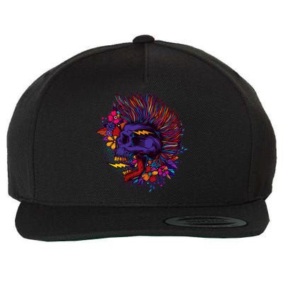 Cool Colorful Punk Mohawk Skull Wool Snapback Cap