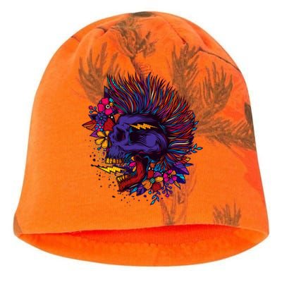 Cool Colorful Punk Mohawk Skull Kati - Camo Knit Beanie