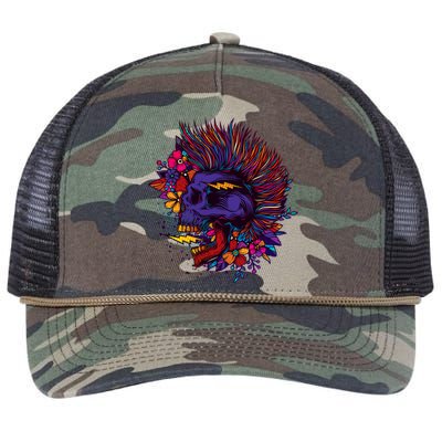 Cool Colorful Punk Mohawk Skull Retro Rope Trucker Hat Cap