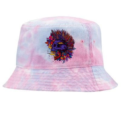 Cool Colorful Punk Mohawk Skull Tie-Dyed Bucket Hat