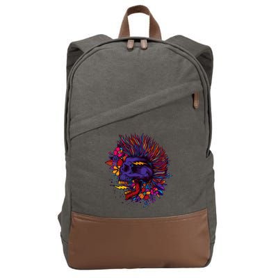 Cool Colorful Punk Mohawk Skull Cotton Canvas Backpack