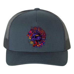 Cool Colorful Punk Mohawk Skull Yupoong Adult 5-Panel Trucker Hat