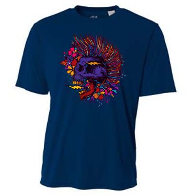 Cool Colorful Punk Mohawk Skull Cooling Performance Crew T-Shirt