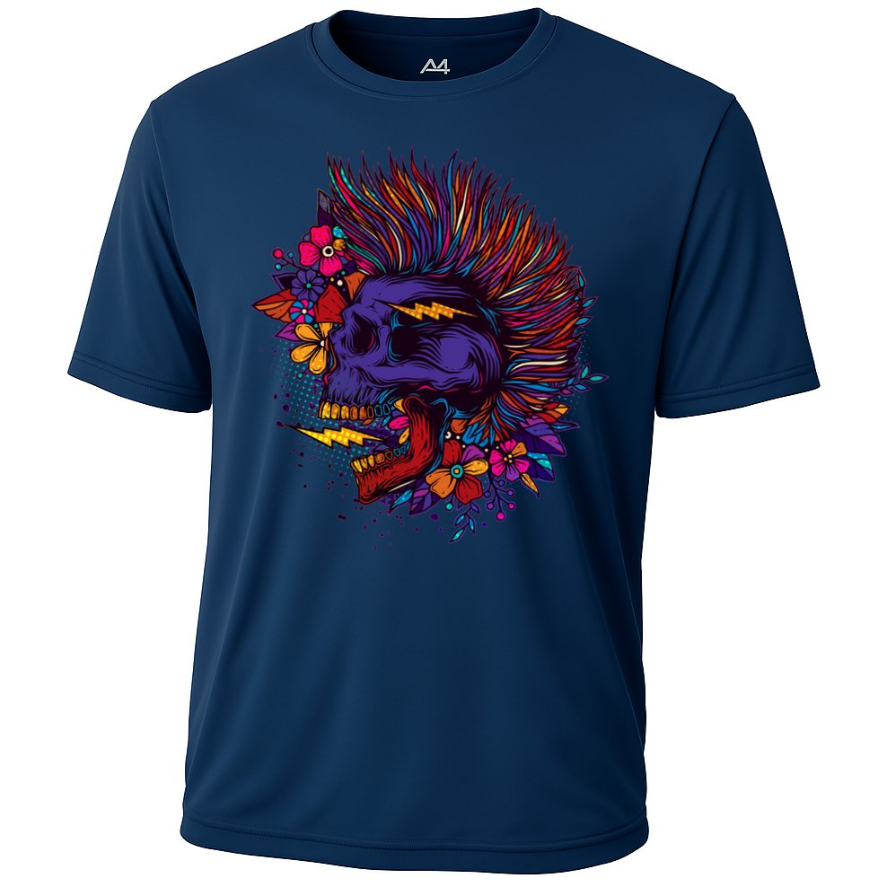 Cool Colorful Punk Mohawk Skull Performance Shirt