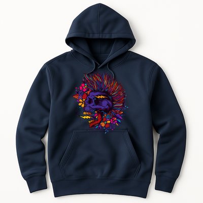 Cool Colorful Punk Mohawk Skull Hoodie