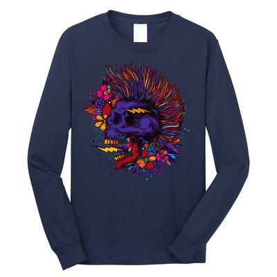 Cool Colorful Punk Mohawk Skull Long Sleeve Shirt