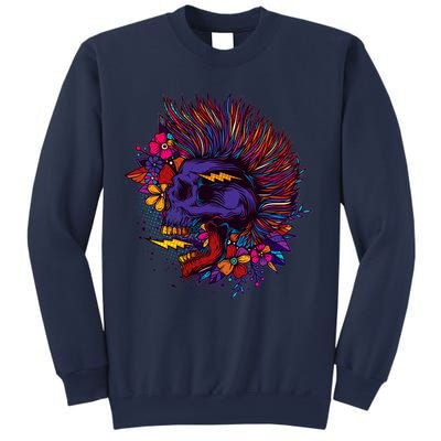 Cool Colorful Punk Mohawk Skull Sweatshirt