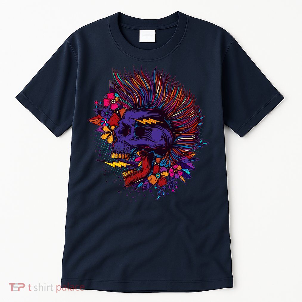 Cool Colorful Punk Mohawk Skull Tall T-Shirt