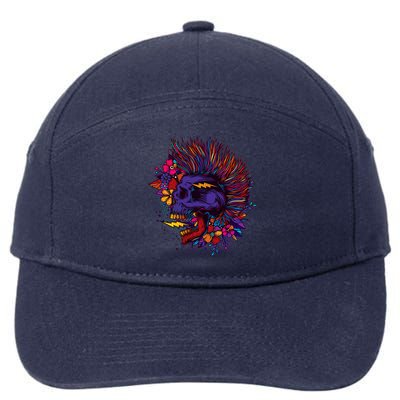 Cool Colorful Punk Mohawk Skull 7-Panel Snapback Hat