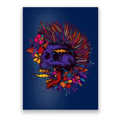 Cool Colorful Punk Mohawk Skull Poster