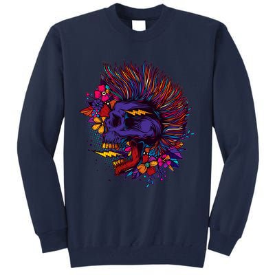 Cool Colorful Punk Mohawk Skull Tall Sweatshirt