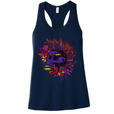 Cool Colorful Punk Mohawk Skull Womens Tank Top