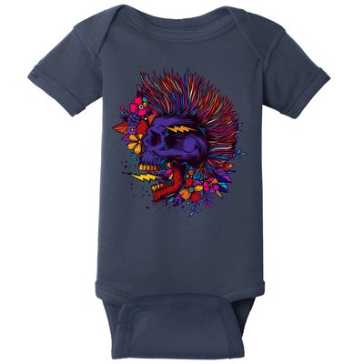 Cool Colorful Punk Mohawk Skull Baby Bodysuit