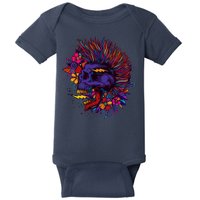 Cool Colorful Punk Mohawk Skull Baby Bodysuit