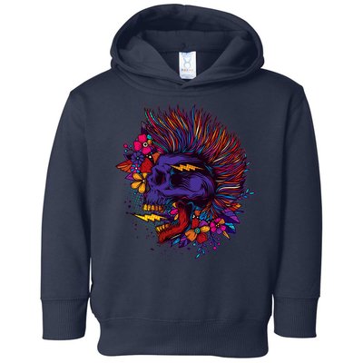 Cool Colorful Punk Mohawk Skull Toddler Hoodie