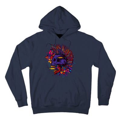 Cool Colorful Punk Mohawk Skull Tall Hoodie
