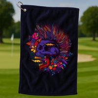 Cool Colorful Punk Mohawk Skull Golf Towel