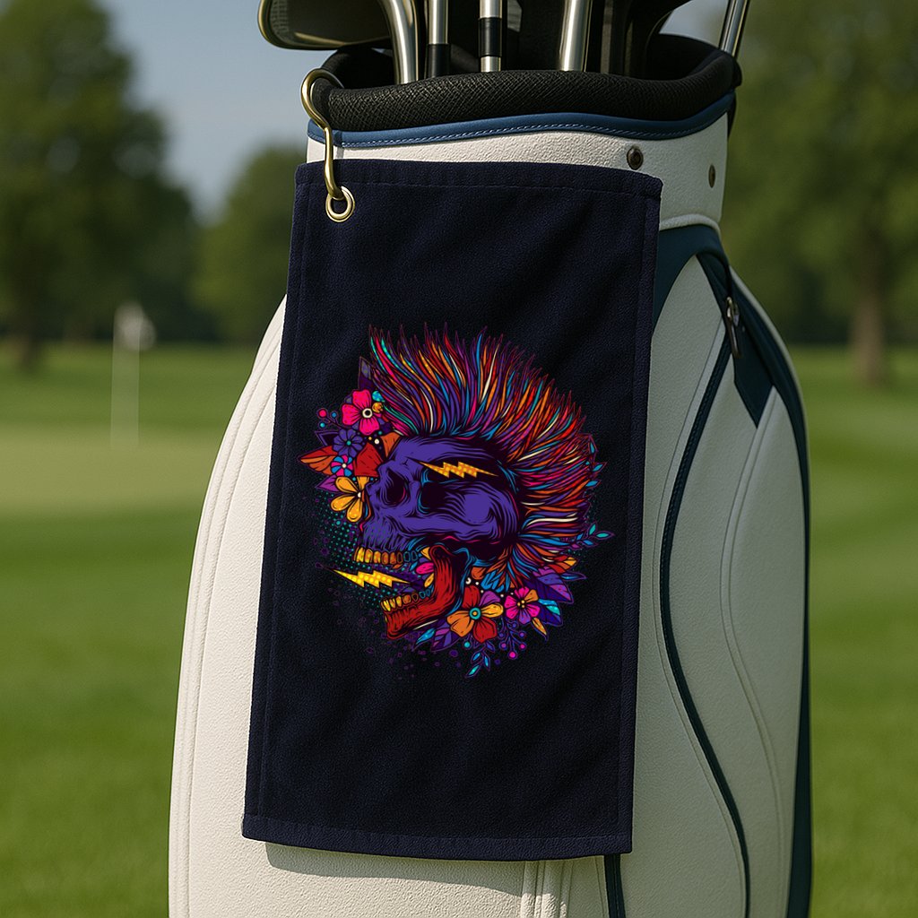 Cool Colorful Punk Mohawk Skull Golf Towel