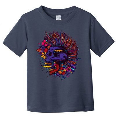 Cool Colorful Punk Mohawk Skull Toddler T-Shirt
