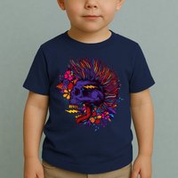 Cool Colorful Punk Mohawk Skull Toddler T-Shirt