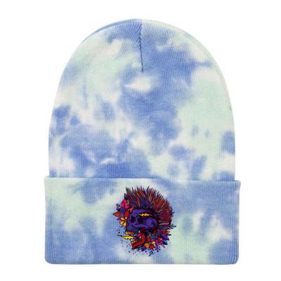 Cool Colorful Punk Mohawk Skull Tie Dye 12in Knit Beanie