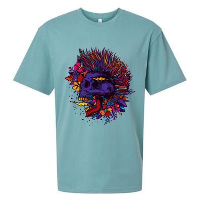 Cool Colorful Punk Mohawk Skull Sueded Cloud Jersey T-Shirt