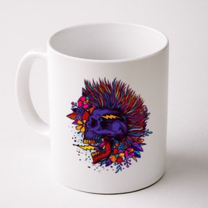 Cool Colorful Punk Mohawk Skull Coffee Mug