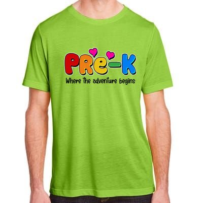 Cute Colorful Pre K Where The Adventure Begins Adult ChromaSoft Performance T-Shirt